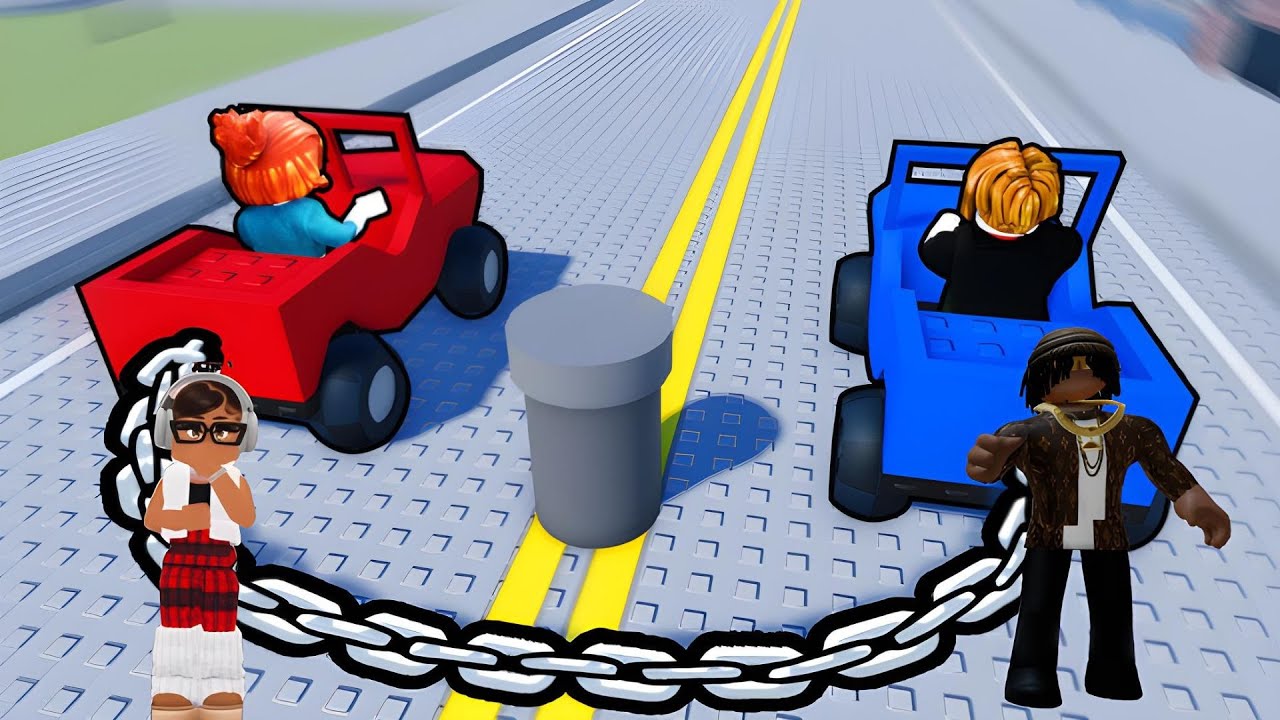 Brother & Sister Play Roblox Chained cars - YouTube