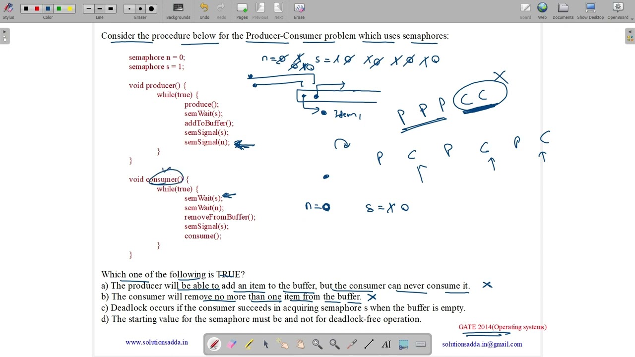 GATE 2014 SET-2 | OS | SEMAPHORE | PRODUCER | GATE TEST SERIES | SOLUTIONS ADDA | EXPLAINED BY VIVEK