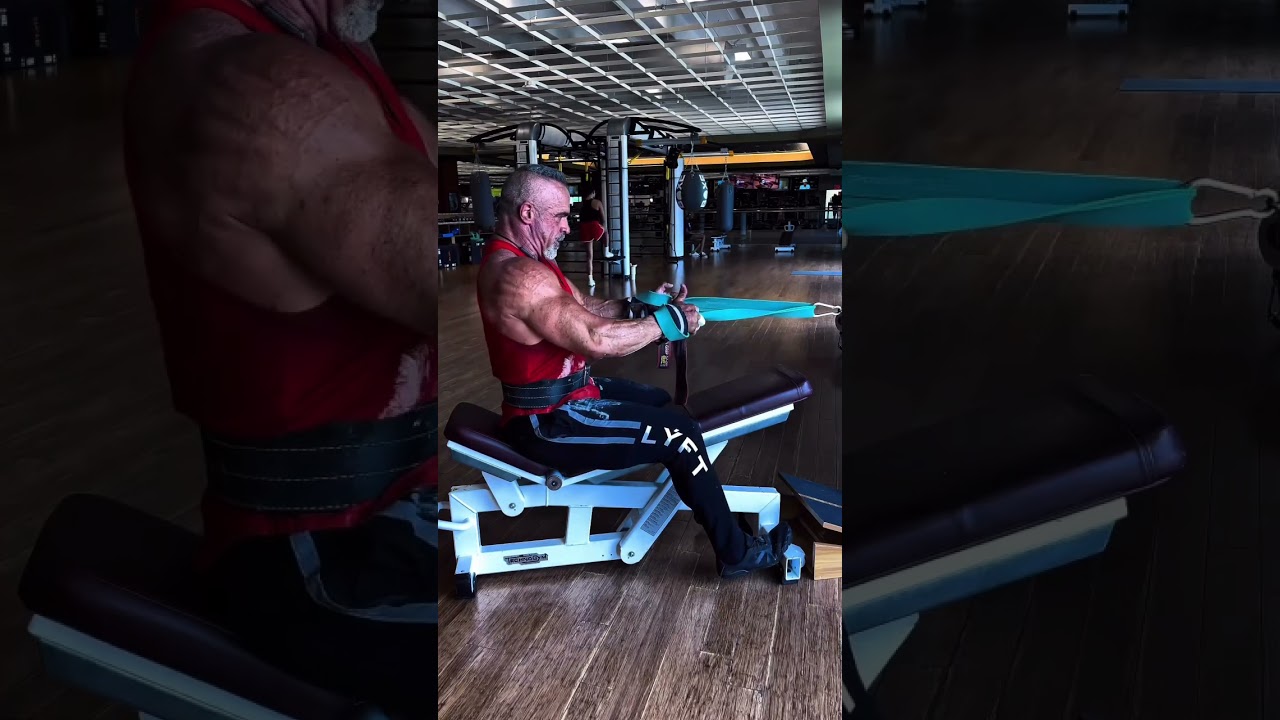 Seated cable rows with a resistance band is a great way to safely work your back. #workout #workout