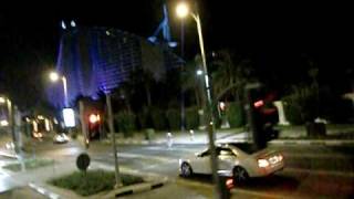 Night scene of Burj Al Arab, Jumeirah Beach Hotel and Jumeirah Beach Road