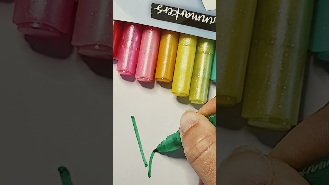 [Paper DIY] Testing Glitter Twin Markers GREEN