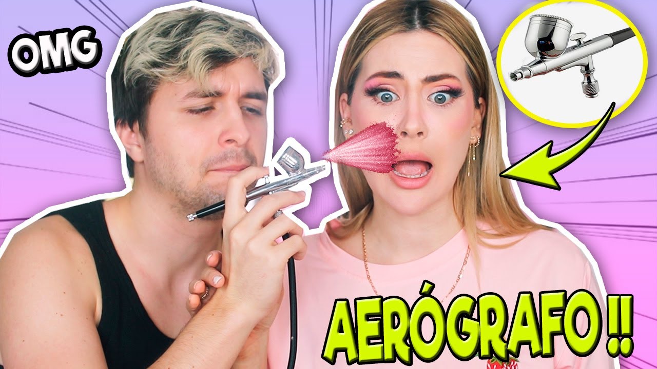 USAMOS UN AERÓGRAFO POR PRIMERA VEZ... PARA MAQUILLARME!! 😱 Makeup Challenge