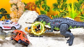 Dinosaurs Attack Trucks And Eat Animals | Toy Car Story