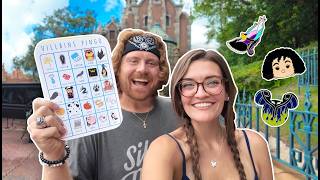 Playing Disney Pin Trading Villains BINGO at Magic Kingdom 😈