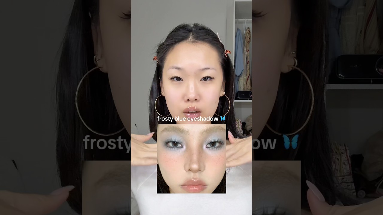 макияж с использованием морозно-голубых теней для век!
