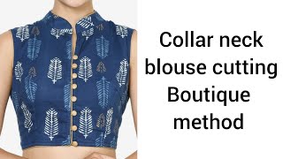 collar neck blouse back drafting easy method | collar neck drafting boutique method in Telugu