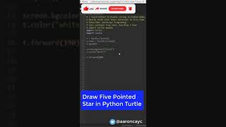 Create Graphics in Python - Draw Five Pointed Star #python #pythonprogramming #pythontutorial
