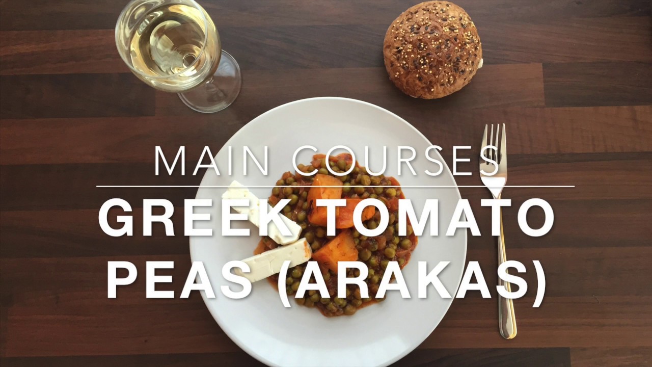 Greek peas with tomato (Arakas) Easy, healthy and quick recipe of a
