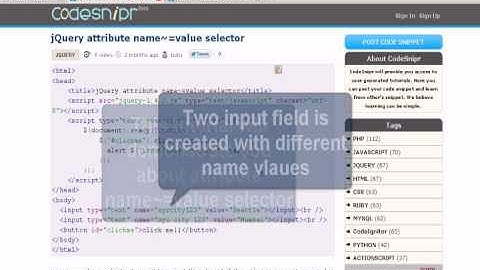 JQUERY Tutorial : jQuery attribute name=value selector