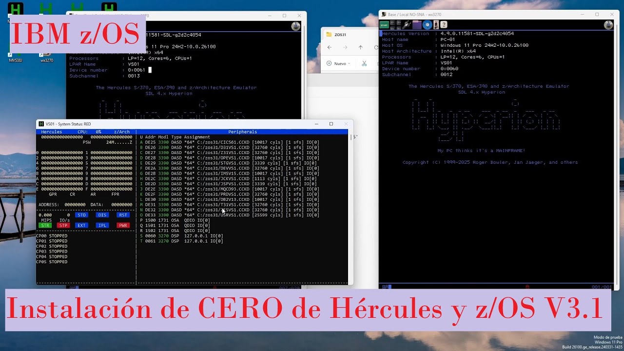 IBM z/OS: Instalación desde CERO de Hercules Hyperion + z/OS V3R1 - YouTube