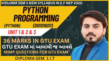 PYTHON PROGRAMMING MIMP QUESTION FOR GTU EXAM || UNIT 1,2,3 || SEM 1 IT MIMP FOR GTU EXAM  #gtuexam