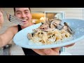 Cooking mushroom pasta from scratch