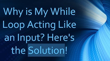 Why is My While Loop Acting Like an Input? Here