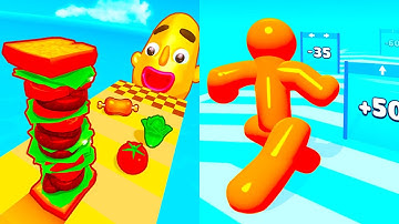 Sandwich Runner vs Tall Man Run ⭐🟦🟩🟧⭐️ Hard Levels Challenge Walkthrough Gameplay Ep4