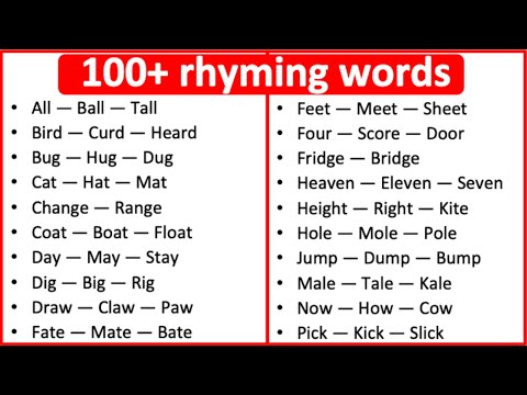 100+ Rhyming Words | What are rhyming words? | Learn with examples