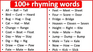 100+ Rhyming Words | What are rhyming words? | Learn with examples screenshot 1
