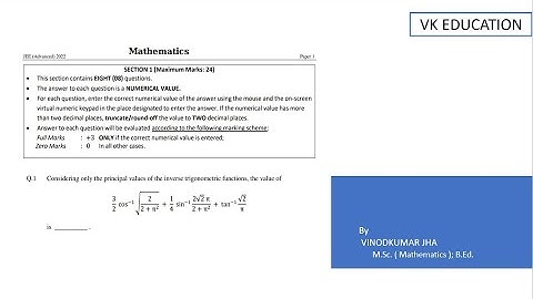 JEE ADVANCED 2022 MATHEMATICS PAPER 1 SECTION 1 Q1 SOLUTION