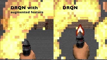 DRQN w/ vs w/o Feature Aug in Defend the Line Scenario