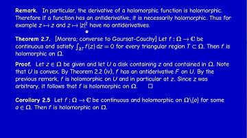 M3304 - Holomorphic functions - Section 2.2 Consequences of the analycity of holomorphic functions