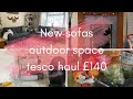 Finally new sofas fireplace makeover  outdoor space  tesco 140 haul