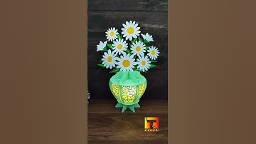 Flower Vase lantern Rose Daisy Sunflower lantern Paper cutting Shadow box table lamp #lantern #svg