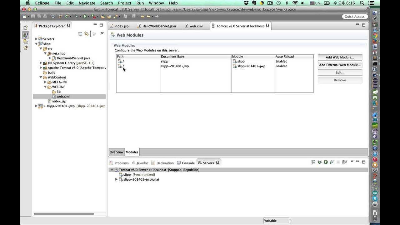 Servlet 추가, mapping, WTP 환경 설정 변경 - YouTube