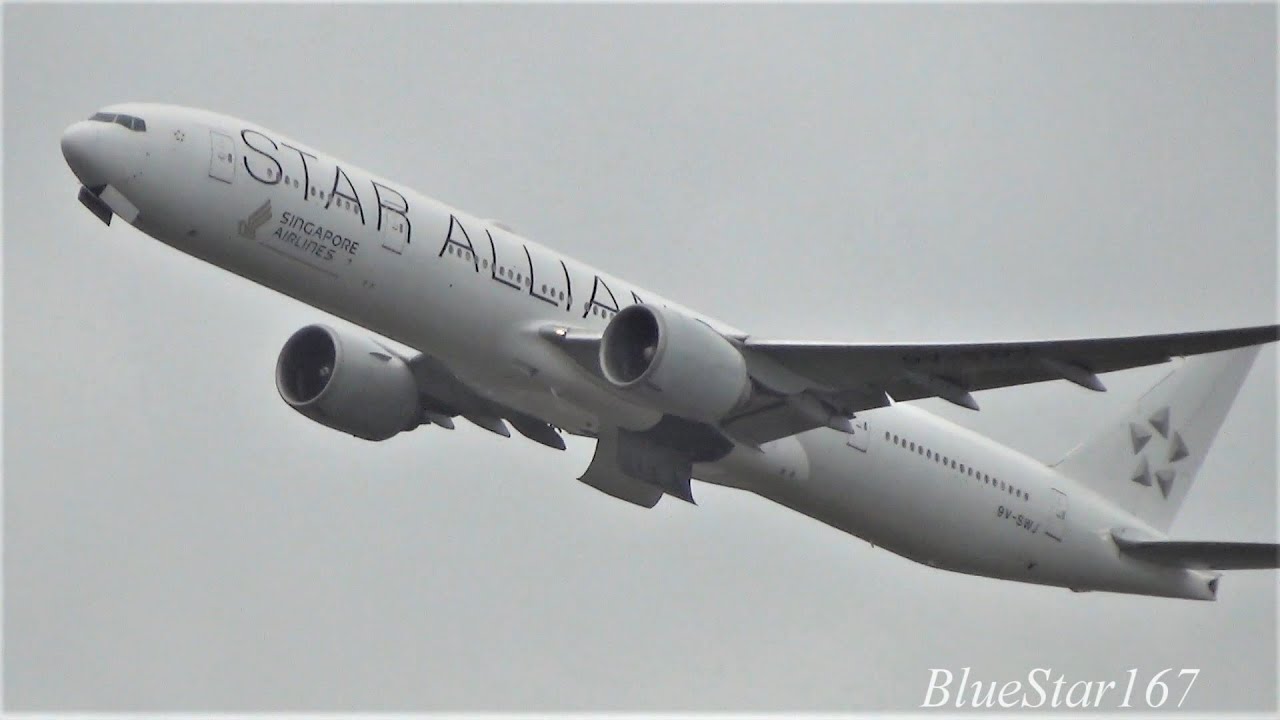 [Star Alliance] Singapore Airlines Boeing 777-300ER (9V-SWJ) takeoff from LHR/EGLL (Heathrow) 27R