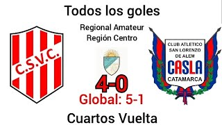 Todos los goles|Villa Cubas 4-0 San Lorenzo de Alem|Regional Amateur Región Centro Cuartos Vuelta