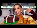 Super bowl mukbang  appetizers cheesy onion dip and chocolate cake