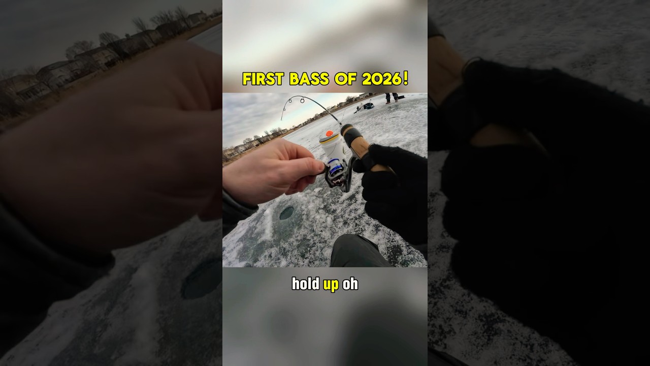 First bass of 2026!! She put up a heck of a fight through the ice 🧊 