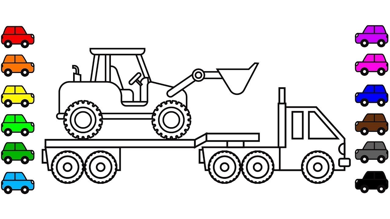 Learn colors for kids with car carrier truck coloring pages