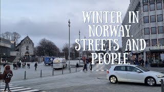 Streets of Norway, Stavanger. What are people wearing in the winter?