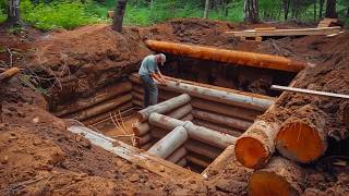 Man Builds 2Room Log CABIN Underground | Start to Finish by @bushcraftua1