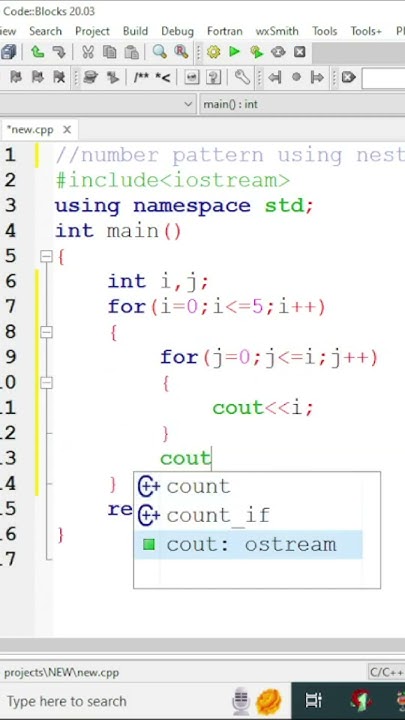 C++ program to print number pyramid using nested loops / tutorial for ...