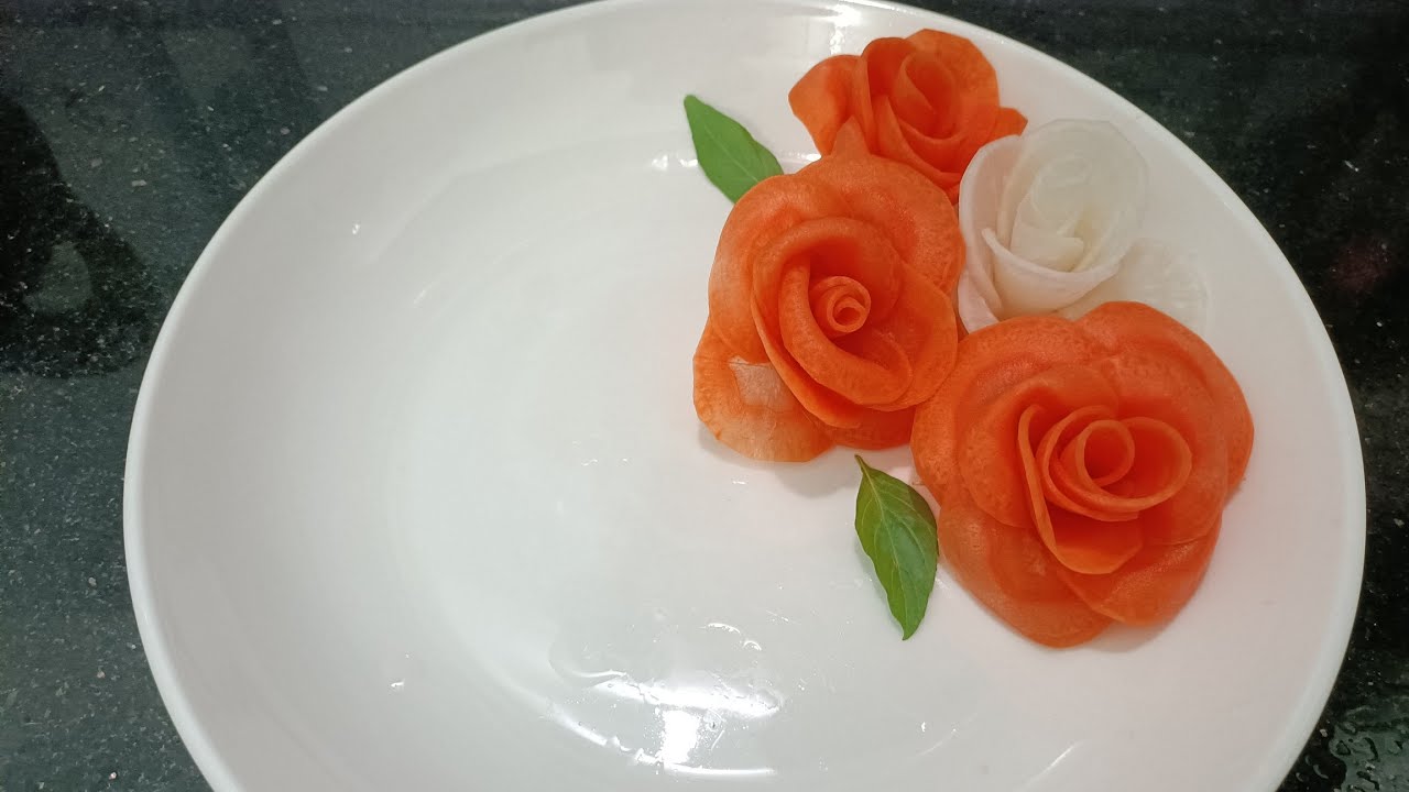 Cách làm hoa hồng bằng cà rốt đơn giản trang trí siêu đẹp