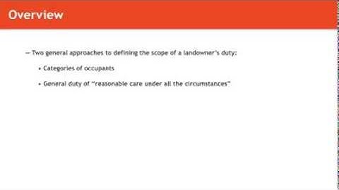 Torts lecture: Duties of Landowners - Part 1 | quimbee.com