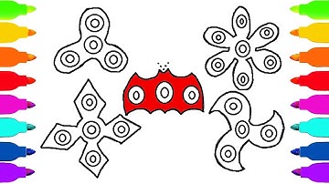 How to Draw Fidget Spinner Set for Kids | Fidget Spinner Coloring Pages | Art Colors