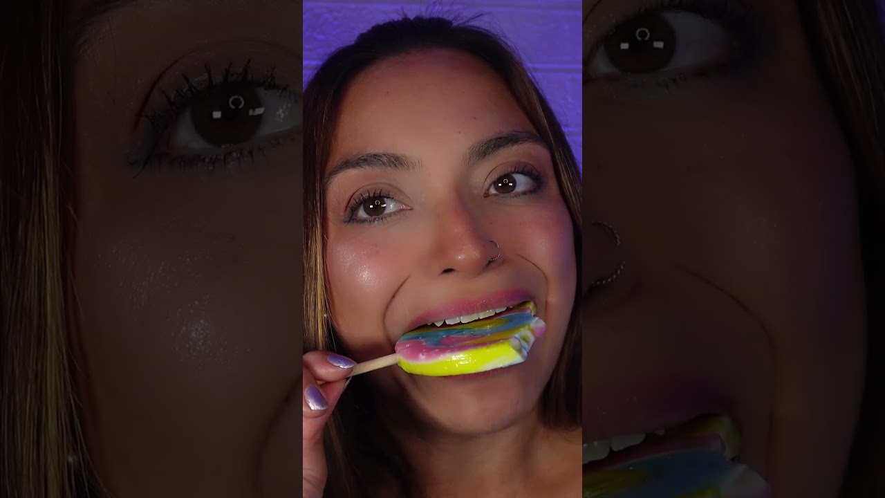 ASMR Giant Rainbow Lollipop 🍭 Intense Mouth Sounds #Shorts