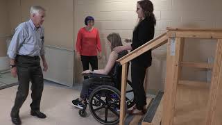 Manual Wheelchair Skill: Ascends stairs, training with caregiver
