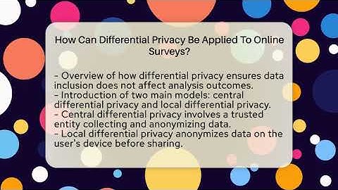 How Can Differential Privacy Be Applied To Online Surveys? - Everyday-Networking