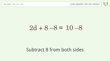 Solve 2d+8=10: Linear Equation Video Solution | Tiger Algebra