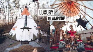 We Stayed in a Luxury Glamping Tipi FULL TOUR + Exploring Hot Springs