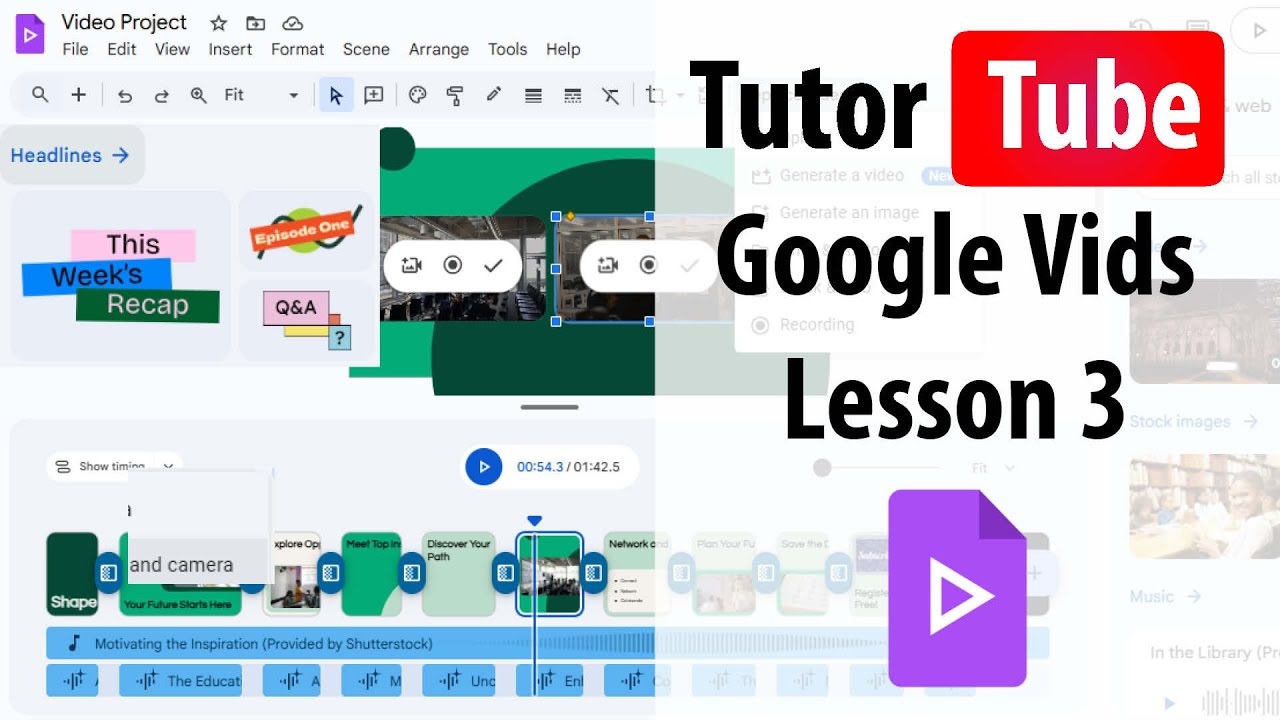 Google Vids - Lesson 3 - Touring the Google Vids Interface Menu, Side Panel, Timeline, Canvas