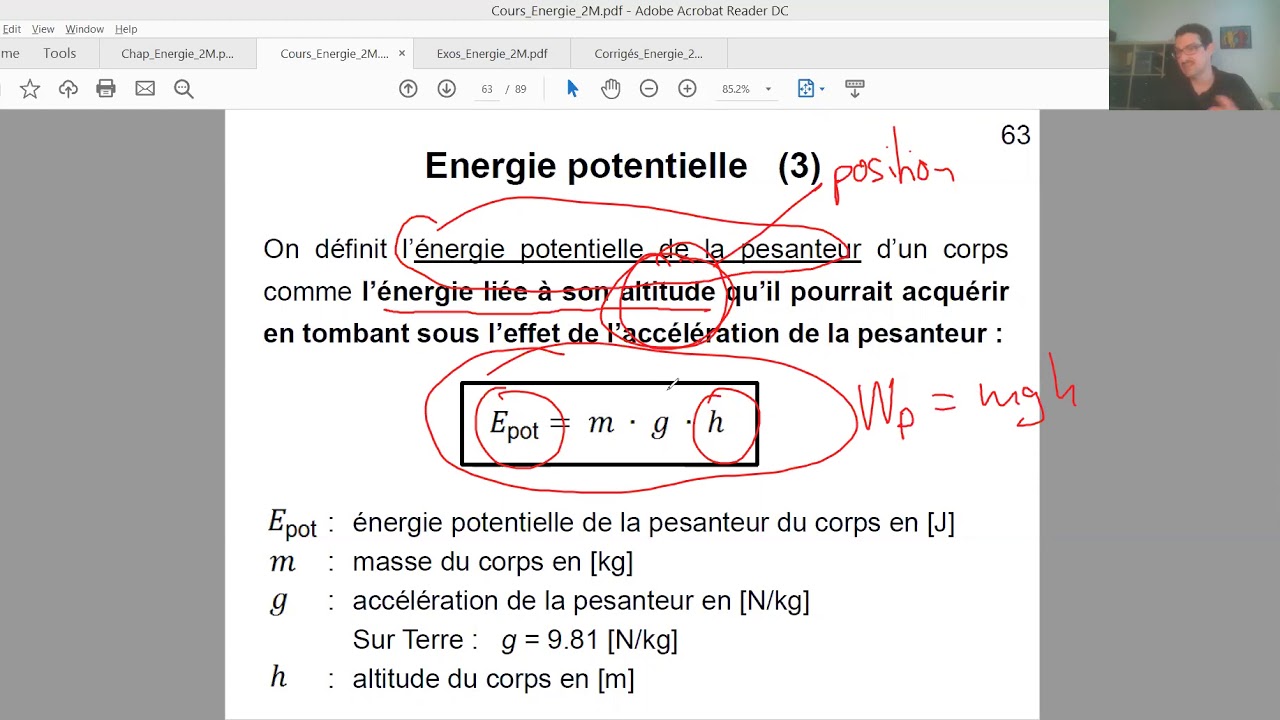 Energie et puissance (2M) Théorie sur l'énergie potentielle de la pesanteur YouTube