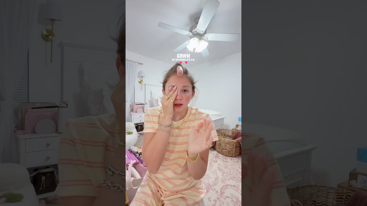 GRWM | for the airport at ​⁠​⁠5 a.m.☀️🩷​⁠