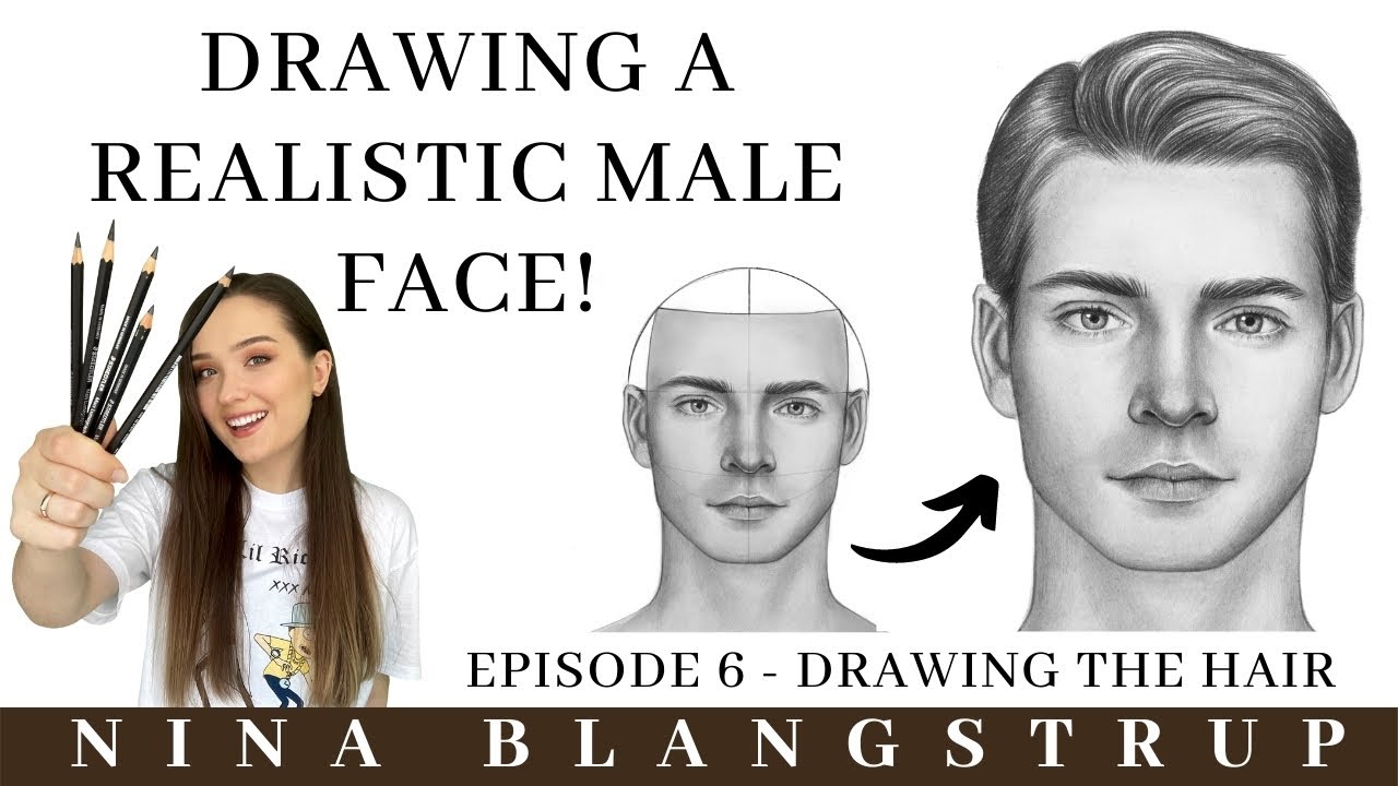 How to Draw a Realistic Male Face - Episode 6 - Drawing the Hair - YouTube