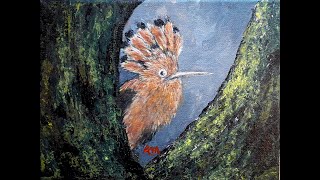 Hoopoe, acrylic, speed painting, birdart, wildlife, tutorial