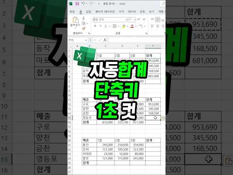 여러 개의 셀 자동합계 단축키 1초 컷