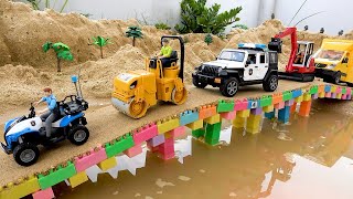 Rescue fire truck and excavator | Police car crane truck toy stories | BIBO TOYS