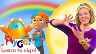 Learn Sign Language with Blippi Wonders! Rainbow Colors  | MyGo! | ASL for Kids